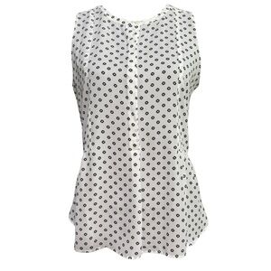 LOFT White and Black Sleeveless Peplum Blouse